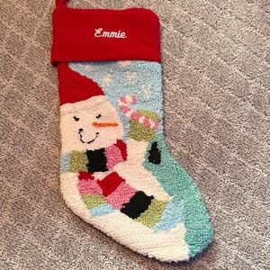 Festive Snowman Christmas Stocking-personalized Emmie. Like new condition.$30